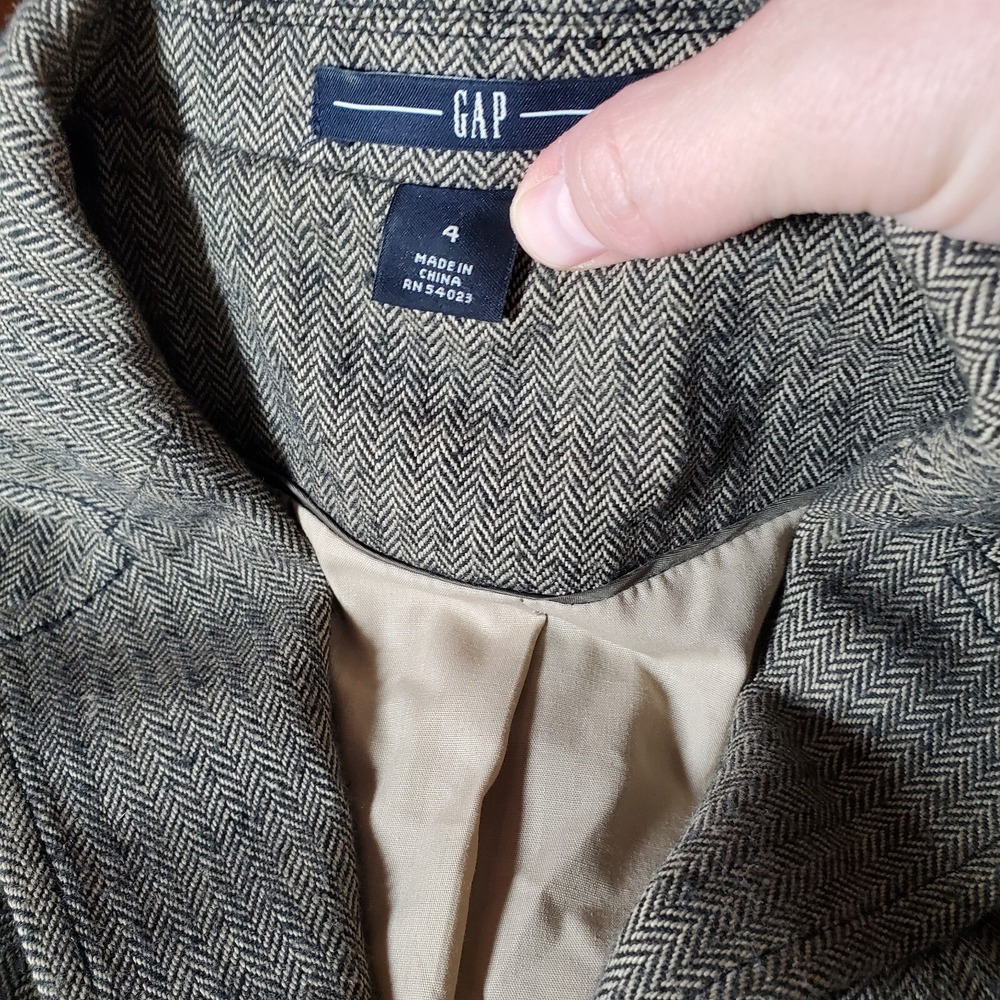 GAP Women's Blazer suit jacket Herringbone Academia Blazer Jacket Brown Size 4 - Picture 5 of 7